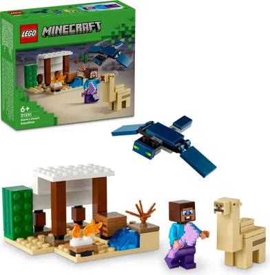 Produktbild von LEGO Minecraft Steves Wüstenexpedition, Set zum Videospiel für Jungs und Mädchen, Biom mit Steve, Haus, Figuren und Kamel-Spielzeug, Gamer-Geschenk für Kinder ab 6 Jahren 21251