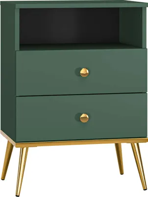 Produktbild von FURNLUX Nachttisch Fort Grün Und Gold 50cm / Hauptfarbe: Grün / Abmessungen: 50 x 70 x 34 cm