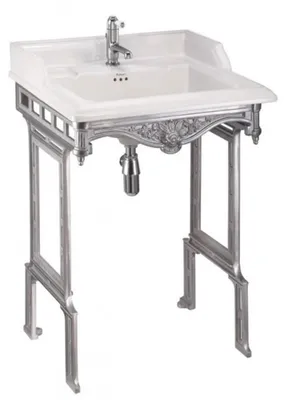 Produktbild von Casa Padrino Jugendstil Stand Waschtisch Weiß / Silber - Barock Waschbecken Barockstil Antik Stil