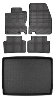 Produktbild von Gummimatten + Kofferraumwanne für Renault Kadjar 2015- (oberer Ladeboden) – Schwarz, passgenau – Wielganizator SolidPRO