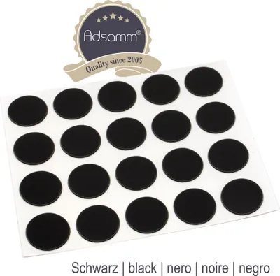 Produktbild von Adsamm® | 20 x Abdeckkappen | Ø 13 mm | Schwarz | rund | 0,45 mm dünne selbstklebende Möbelpflaster von Adsamm®