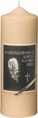 Produktbild von Gedenkkerze, Trauerkerze In Liebevoller Erinnerung 20 x 7 cm, Champagner
