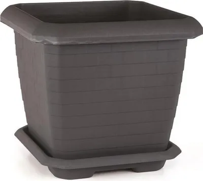 Image de Plantier carré anthracite 74,3 L avec bac 53 x 53 x 47 pour herbes aromatiques et fleurs