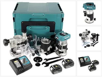 Obrázek produktu pro Akumulátorová multifunkční frézka Makita DRT 50 RTJ X2 18 V Li-Ion v balení Makpac včetně frézovacích modulů + 2x akumulátor 5.0 + nabíječka