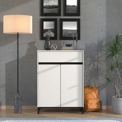 Produktbild von Ilarione - Schuhschrank, 80x40x110h cm Beige, eine Schublade