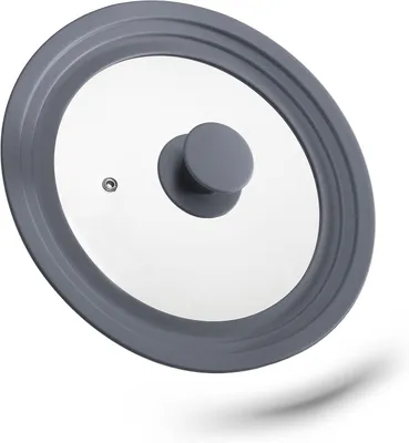 Immagine prodotto di Coperchio universale - Coperchio in vetro flessibile con bordo in silicone - Adatto per pentole e padelle di diametro 20-24 cm - Grigio