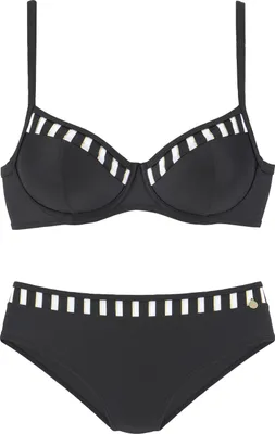 Produktbild von LASCANA Bügel-Bikini schwarz-weiß-goldfarben Größe 46 Cup F