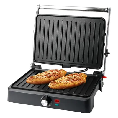 Produktbild von Emerio Kontaktgrill – Sandwichmaker – Große Grillfläche 34 × 24 cm – Panini-Grill – Sandwich-Toaster CG-130859 – Edelstahl / Schwarz