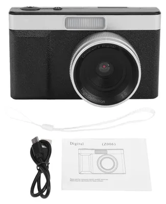 Produktbild von Digitalkamera 1080P HD 48MP Retro für Fotografie Vlog Videoaufzeichnung 180-Grad-Flip-Screen-Unterstützung OTG mit Fülllicht Schwarz