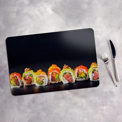 Produktbild von Tischset 6x45x30 cm + 6x10fi cm Platzset Tischmatte Platzmatte Untersetzer - Platzset Platzdeckchen Platzmatte  japanisches Essen Sushi-Rollen