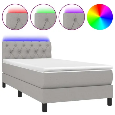 Productafbeelding van vidaXL Boxspringbed met matras en LED-verlichting, lichtgrijs, 80x200 cm, stof
