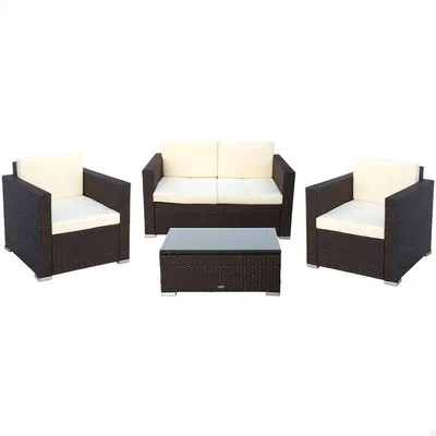 Image de AKTIVE 61071 - Gartenset Rattanmöbel de outdoor, Rattan set Garten, Outdoor-Terrassenmöbel, beinhaltet 2 Outdoor-Gartensessel, 1 Outdoor-Sofa und 1 Outdoor-Terrassentisch, Schwarz