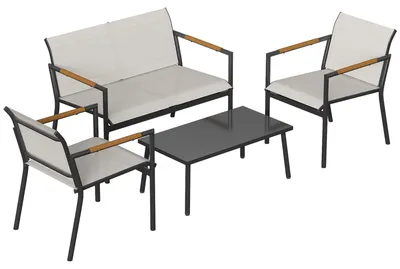 Produktbild von Outsunny Gartenmöbel Set Sitzgruppe für 4 Personen Atmungsaktiv Gartenlounge