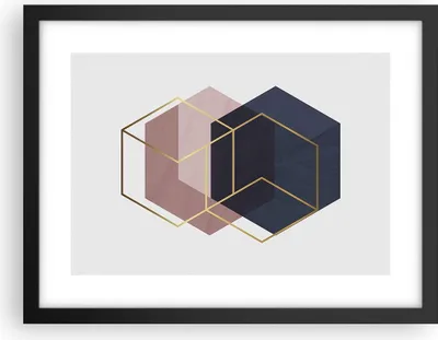 Produktbild von Gerahmtes Poster - Schwarzer Rahmen - Sechsecke Modern Gold - 40x30 cm - Wand Bild - Wanddeko - Wandbilder - Kunstposter - Wandposter - Bilderrahmen - Bilder - Kunstdruck - P2BAA40x30-4691