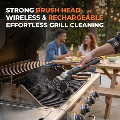 Produktbild von Elektrischer Grillbürsten-Set – 3-in-1 – kabelloser Grillreiniger – für eine gründliche Reinigung – Luxento