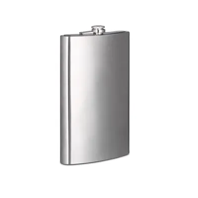 Produktbild von 2x Flachmann aus Edelstahl, Riesen Flachmann mit 1800 ml Fassungsvolumen, Taschenflasche 200 ml, für unterwegs, silber