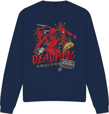 Imagen del producto de Sudadera "Actitud" de Deadpool para hombre/mujer, uni, modelo TV14997 (talla L), color azul marino