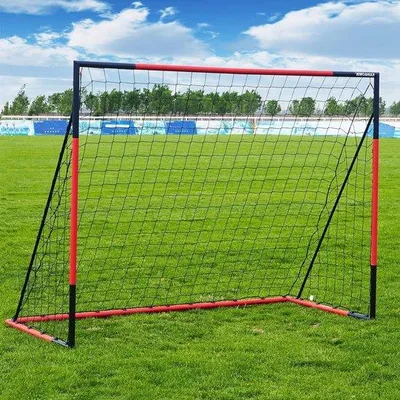 Image de But de football en acier 3 x 2,5 m, 6 x 4 m, 8 x 6 m pour enfants et adultes, résistant aux intempéries, montage rapide, entraînement durable, but robuste pour l'intérieur et l'extérieur