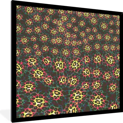 Produktbild von MuchoWow® Gerahmtes Poster Leopard - Muster - Farbenfroh 40x40 cm - Poster mit Schwarzem Bilderrahmen Wandposter Rahmen Foto Bilder - Mit Rahmen - Wanddekoration Schlafzimmer