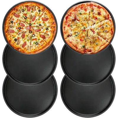 6er-Set runde Pizzaplatten, antihaft, 29 cm, schwarz