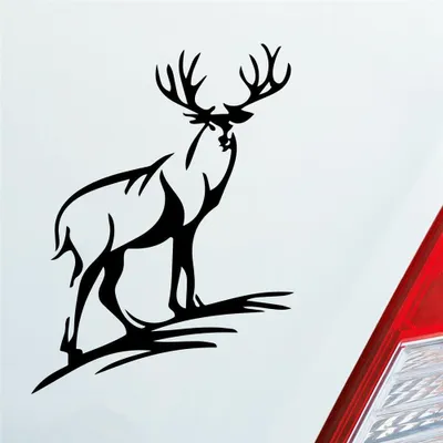 Produktbild von Auto Aufkleber Hirsch Geweih Jäger Wild Jagd 12x9 cm Schwarz Matt Sticker Heckscheibenaufkleber