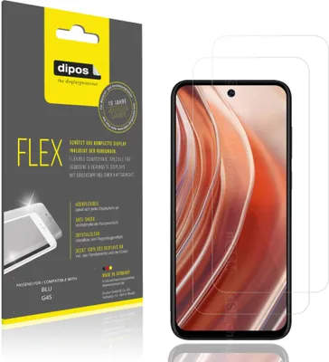 Produktbild von 2x Schutzfolie für BLU G45 Folie, 100% Displayabdeckung, dipos Flex