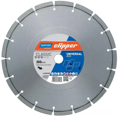 Zdjęcie produktu dla NORTON CLIPPER TARCZA DIAMENTOWA UNIWERSALNA NORTON CLIPPER CLASSIC UNIVERSAL LASER 300-10X2.5 300mm X 20mm do NORTON CLIPPER CP512 OFICJALNY DYSTRYBUTOR - AUTORYZOWANY DEALER NORTON CLIPPER
