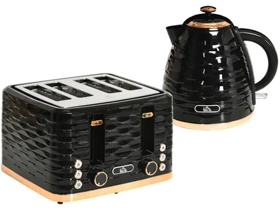 Image de Ensemble bouilloire et grille-pain HOMCOM comprenant une bouilloire de 1,7 l et un grille-pain 4 tranches, noir