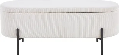 Produktbild von SalesFever Bettbank mit Stauraumfunktion | aufklappbar | Bezug Cord-Stoff | Metallgestell | B 110 x T 40 x H 44 cm | beige – schwarz
