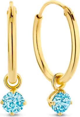 Produktbild von New Bling 9NB-1214 Silber-Ohrringe mit Zirkonia-Anhänger 3mm - Blau - 15 mm - Silber - Vergoldet/Gold auf Silber
