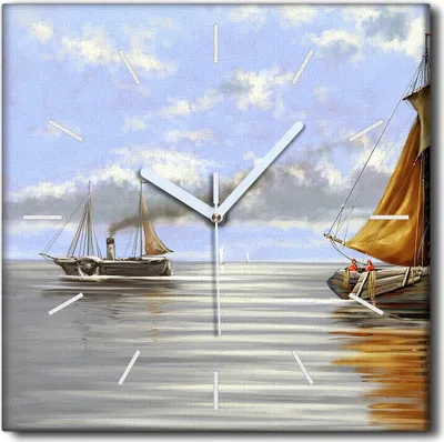 Produktbild von Coloray Uhr auf Leinwand 30x30 cm Wand Uhr Dekoration Wohnzimmer Segeltuch weiße Zeiger -Seelandschaft