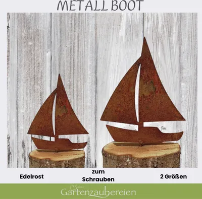 Produktbild von Schiff - Boot 2 Modelle zum Einschrauben Gartendeko Rost, Maritime Segelschiffe mit Schraube zur leichten Montage
