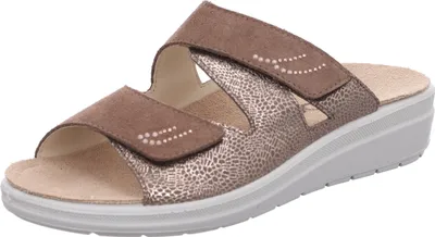 Produktbild von Rohde Damen Pantolette Leder Glitzer Druck Strass Wechselfußbett Rivella 5729, Größe:40 EU, Farbe:Braun