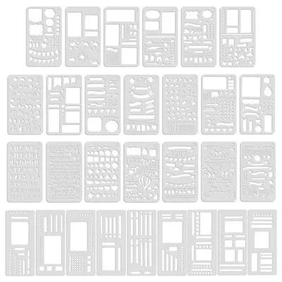 Produktbild von Set aus 29 wiederverwendbaren Schablonen für Buchstaben und Texte