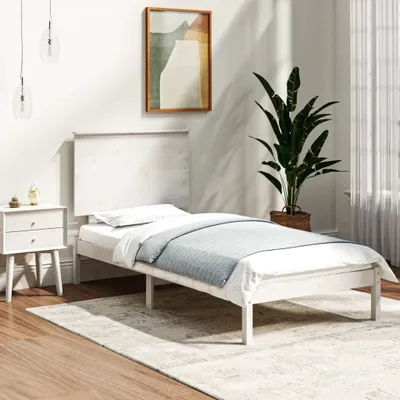 Produktbild von "2026 Promotion" Massivholzbett Schlafzimmer - ohne Matratze - Weiß - 90x200 cm - Kiefernholz - Polsterbett CC4787