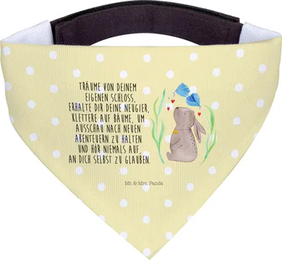 Produktbild von Mr. & Mrs. Panda Bandana Hase Blume - Gelb Pastell - Geschenk, Hundehalstuch, Kindergeburtstag, Hoffnung, Hunde-Bandana, Ostern, Dreieckstuch, Kaninchen, Halstuch Hund