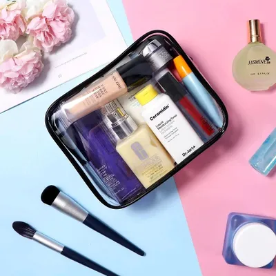 Produktbild von Transparenter Kosmetik-Organizer - 3er-Set, schwarzer Reißverschluss, Maße 20,5x17x7 cm