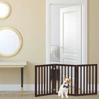 Productafbeelding van Opvouwbaar Hondenhek 3-panel voor Deuren en Trappen - 140 x 60 cm