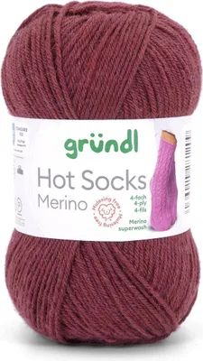 Produktbild von Gründl Hot Socks Merino 50 g/200 m 4-fädig uni 75 % Schurwolle(Merino) /25% Polyamid 28 bordeaux