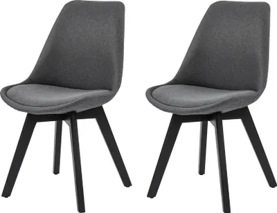 Produktbild von SalesFever Polsterstuhl 2er Set | Bezug Textilstoff | Gestell Buchenholz schwarz | Wabensteppung | B 49 x T 57 x H 84 cm | grau
