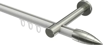 Produktbild von Interdeco Innenlaufstange / Gardinenstange mit Innenlauf Weiß / Edelstahl-Optik, Typ Prestige Samanto (Rillenpatrone), 20 mm Ø 1-läufig, 260 cm