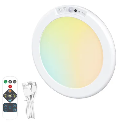 Produktbild von Deckenlampe mit Bewegungsmelder Innen Dimmbar Flach Lampen Aufladbar Batterie LED Deckenleuchte mit Fernbedienung und Timer für Flur Garage Trepp