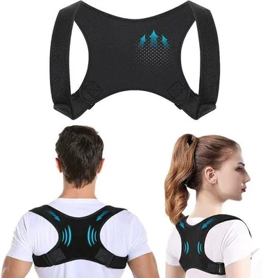 Image de Corrector de posture pour hommes et femmes - Amélioration de la posture - Soutien dorsal - Taille S-M, noir
