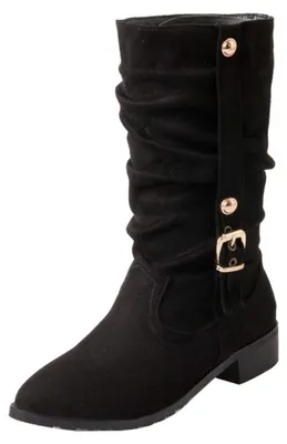 Image de Bottes plates à bout pointu pour femmes, marque Onewus (couleur : noir, taille : 3)