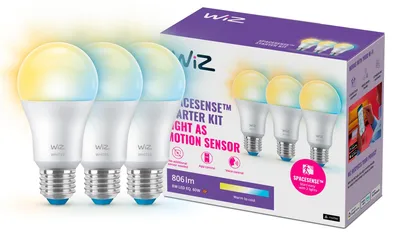 Zdjęcie produktu dla WiZ 8720169075733, Inteligentne żarówki, Wi-Fi/Bluetooth, Biały, Wi-Fi 4 (802.11n), 802.11b, 802.11g, LED, E27