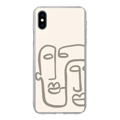 Produktbild von MuchoWow® Handyhülle Schutzhülle Hülle für iPhone Xs Gesicht - Abstrakt - Strichzeichnung Silikon Softcase Handy Hülle - Handytasche