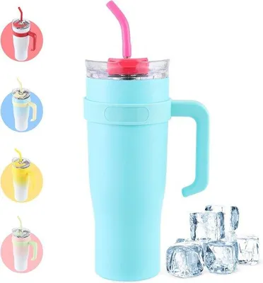 Obrázok produktu pre Termoska 1180 ml, modrá, s viečkom a slamkou