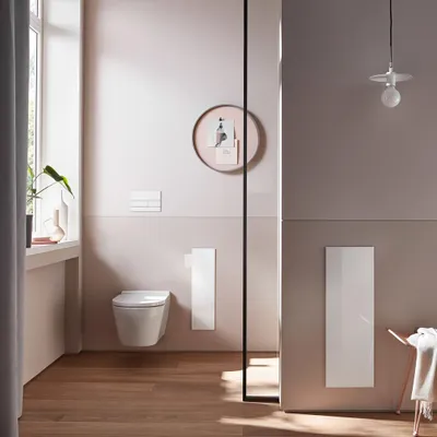 Immagine prodotto di emco asis pure Ensemble brosse WC module, montage encastré, charnière de porte à gauche, façade en verre, 436x170mm, 975528404, 975528404