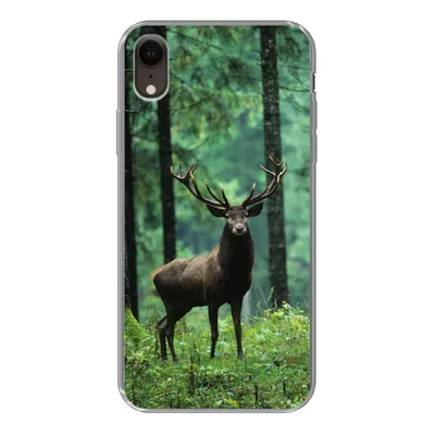 Produktbild von MuchoWow® Handyhülle Schutzhülle Hülle für iPhone XR Hirsche - Wald - Bäume - Tiere - Natur Silikon Softcase Handy Hülle - Schutzdeckel