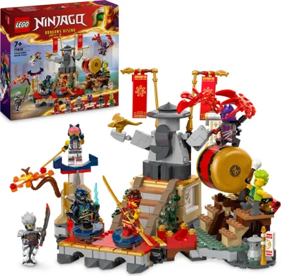Produktbild von LEGO NINJAGO Turnier-Arena Abenteuer-Spielzeug für Kinder, Ninja-Spielset mit 6 Minifiguren, sammelbares Bauset, Geburtstagsgeschenk für Jungen und Mädchen ab 7 Jahren 71818
